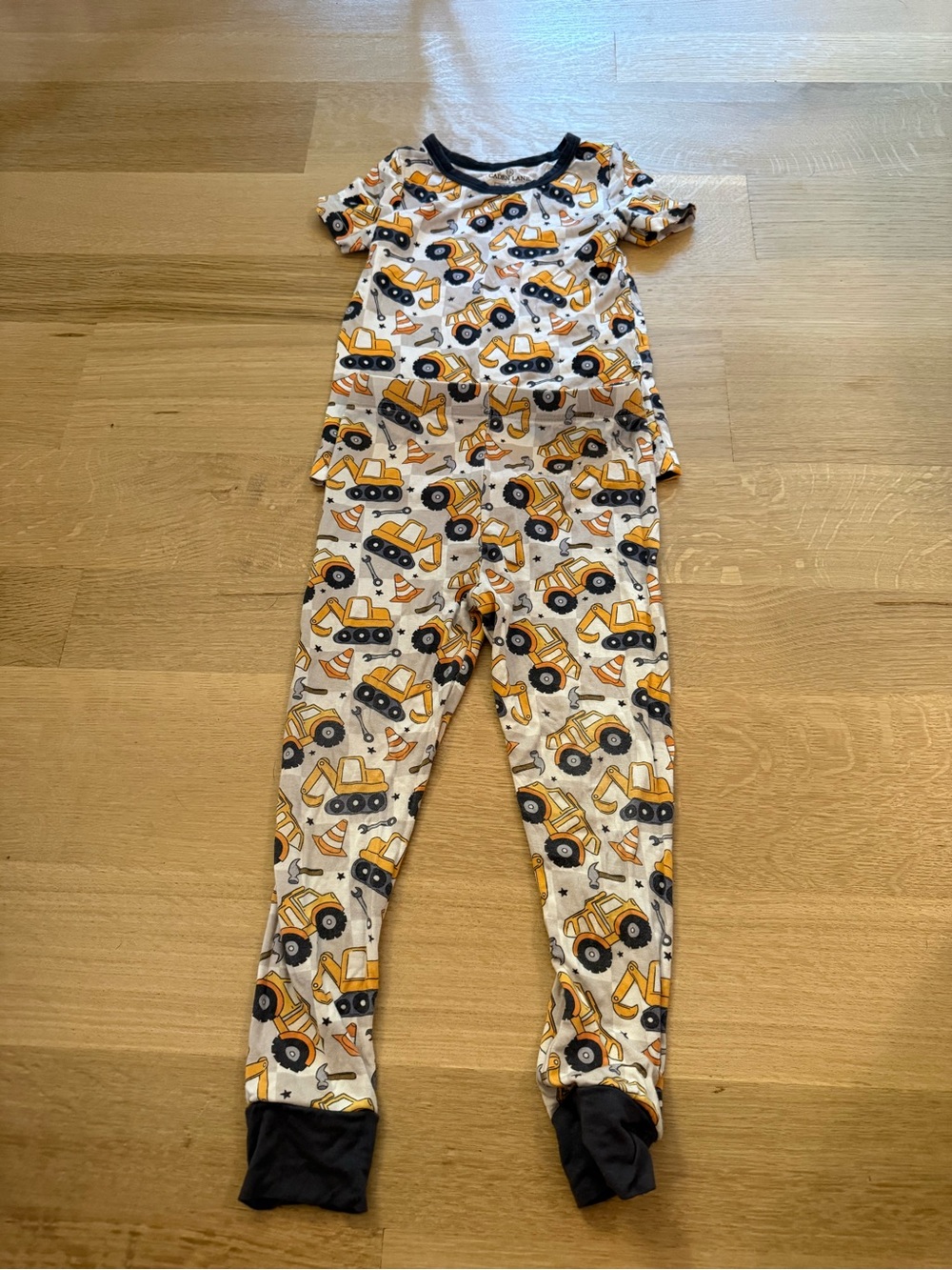 Caden Lane Kids Construction Truck Pajama Set - Yellow/Black